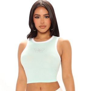 Y2K Queen Rhinestone Tank-Mint
